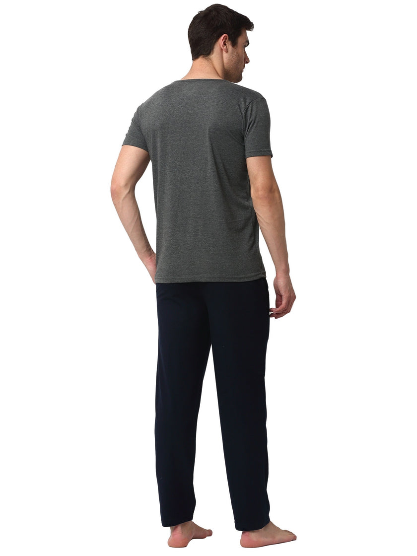 Mack Jonney Grey Dark Blue Night Suit For Men's