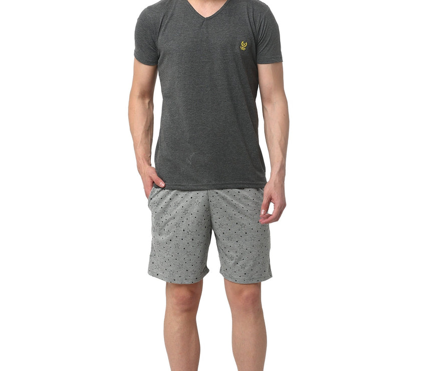Mack Jonney Grey Silver Night Suit For Men's