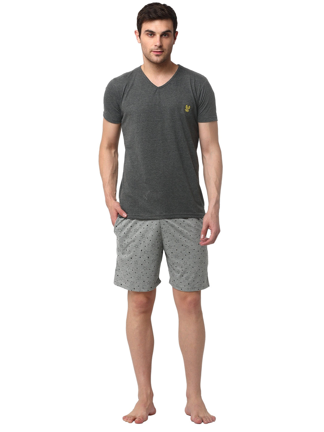 Mack Jonney Grey Silver Night Suit For Men's