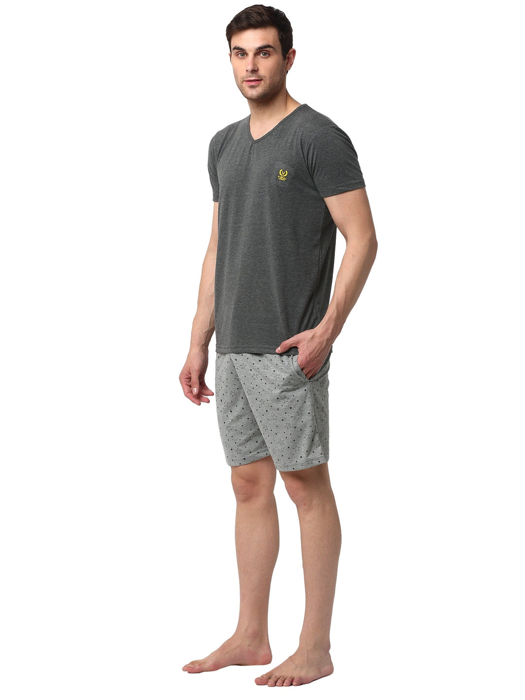 Mack Jonney Grey Silver Night Suit For Men's