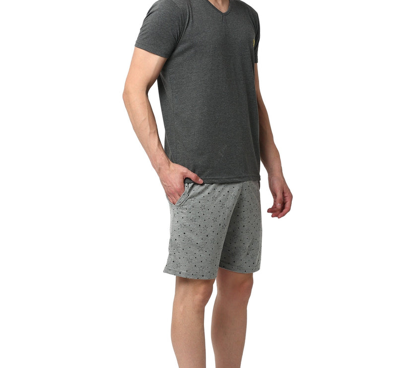 Mack Jonney Grey Silver Night Suit For Men's