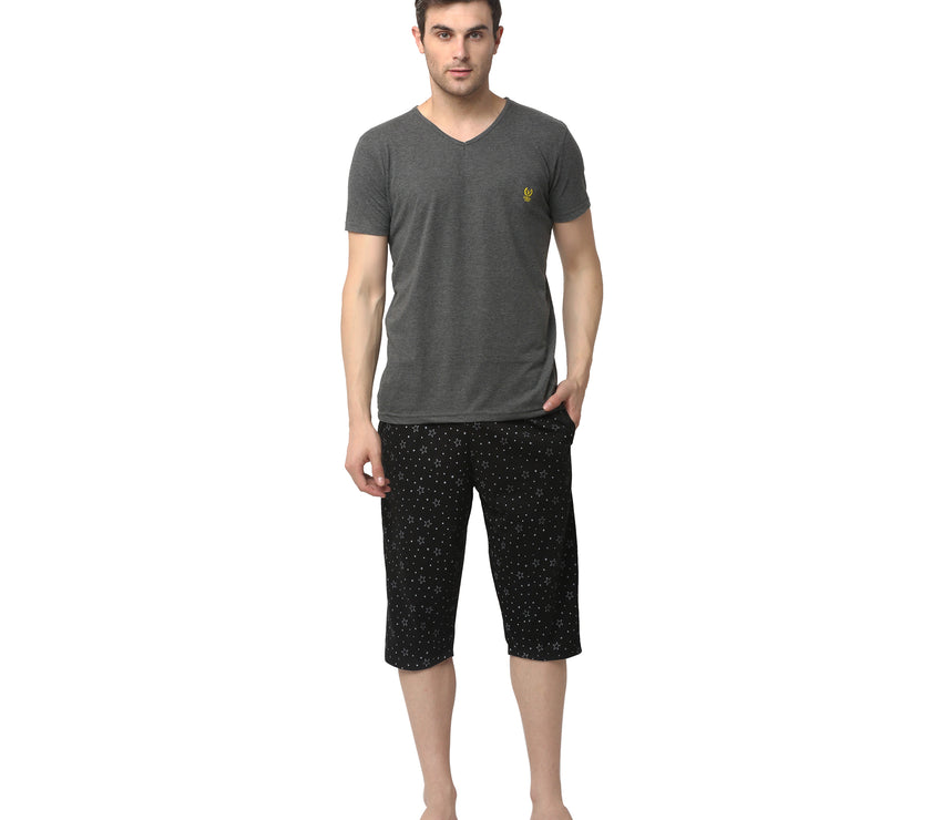 Mack Jonney Grey Black Night Suit For Men's