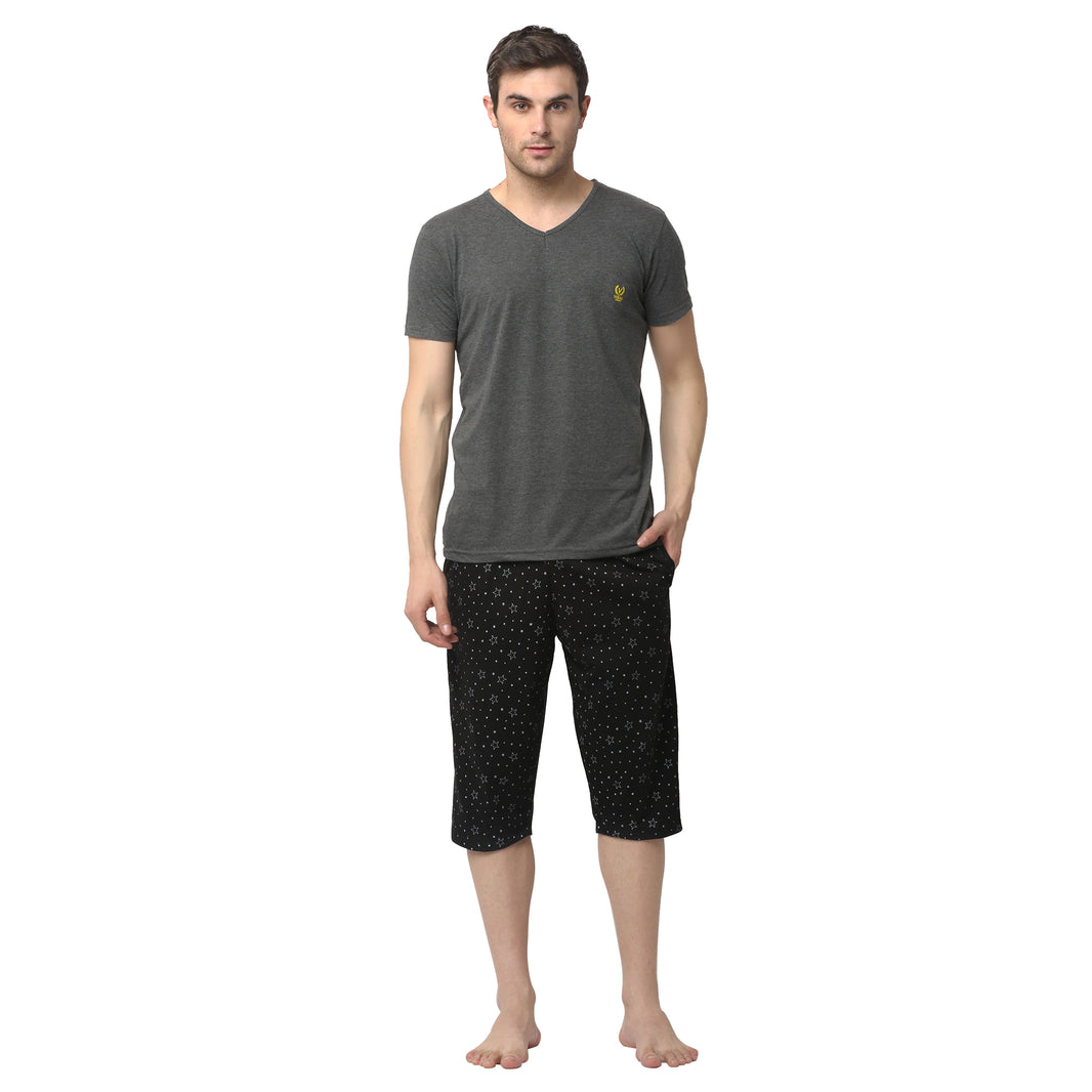 Mack Jonney Grey Black Night Suit For Men's