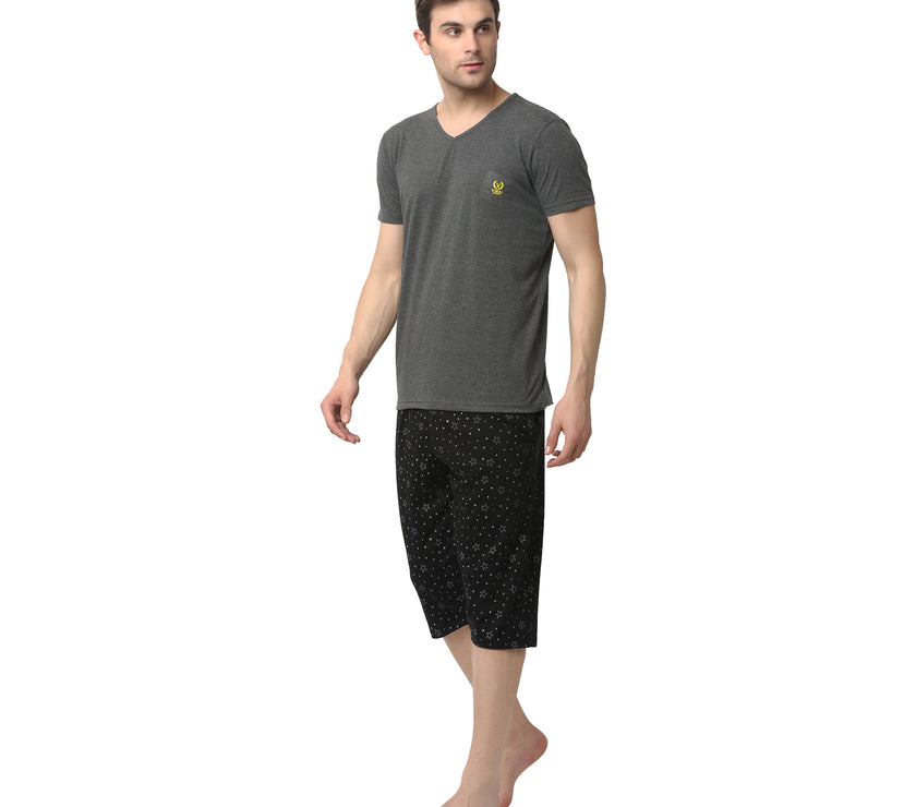 Mack Jonney Grey Black Night Suit For Men's