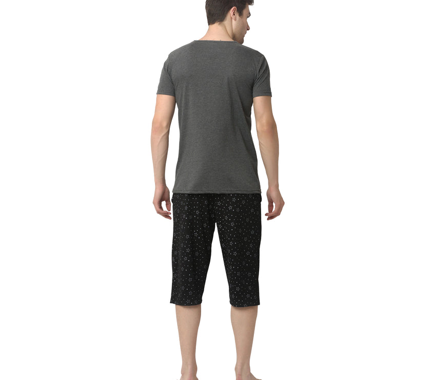 Mack Jonney Grey Black Night Suit For Men's