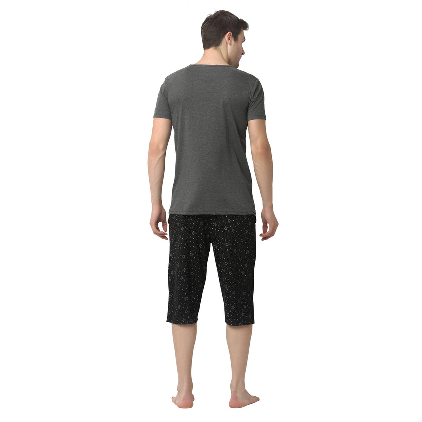 Mack Jonney Grey Black Night Suit For Men's