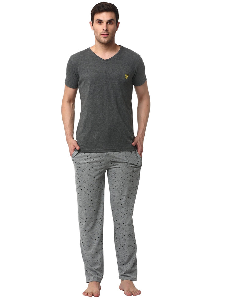 Mack Jonney Grey Silver Night Suit For Men's