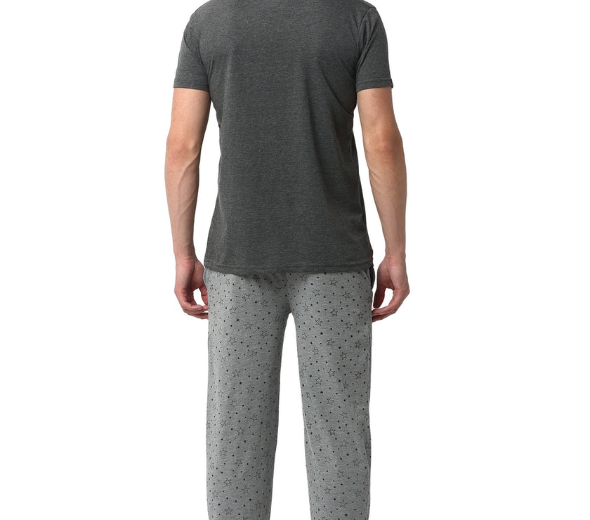 Mack Jonney Grey Silver Night Suit For Men's