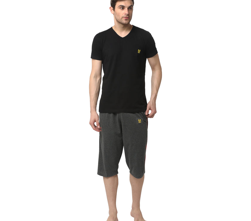 Mack Jonney Grey Black Night Suit For Men's
