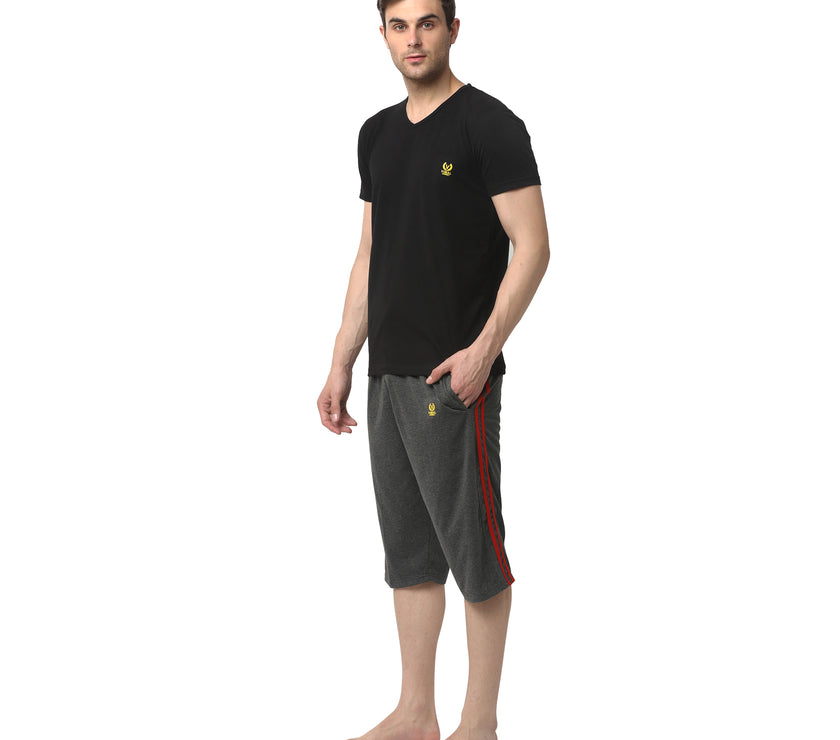 Mack Jonney Grey Black Night Suit For Men's