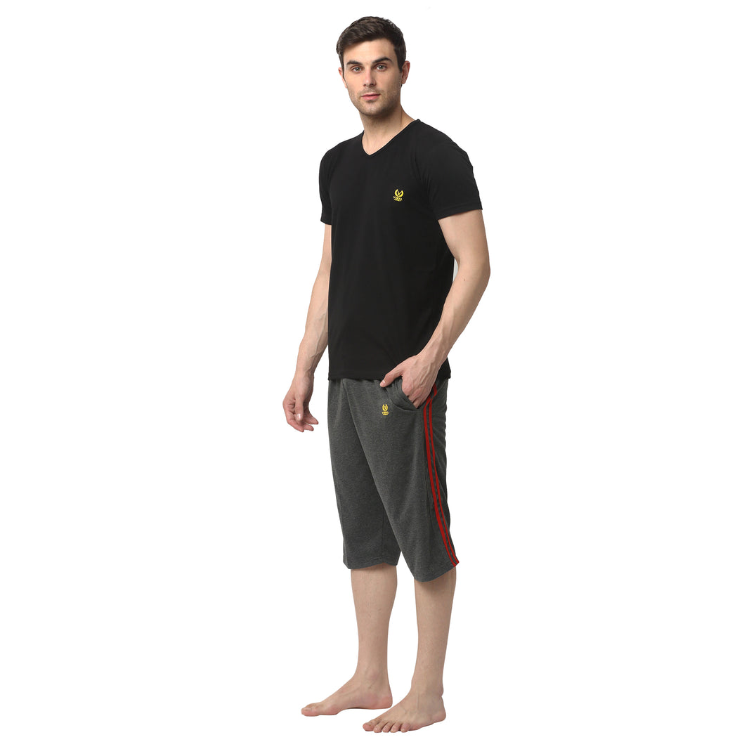 Mack Jonney Grey Black Night Suit For Men's