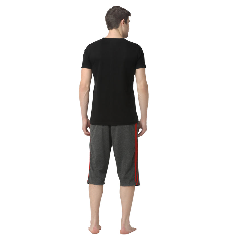 Mack Jonney Grey Black Night Suit For Men's