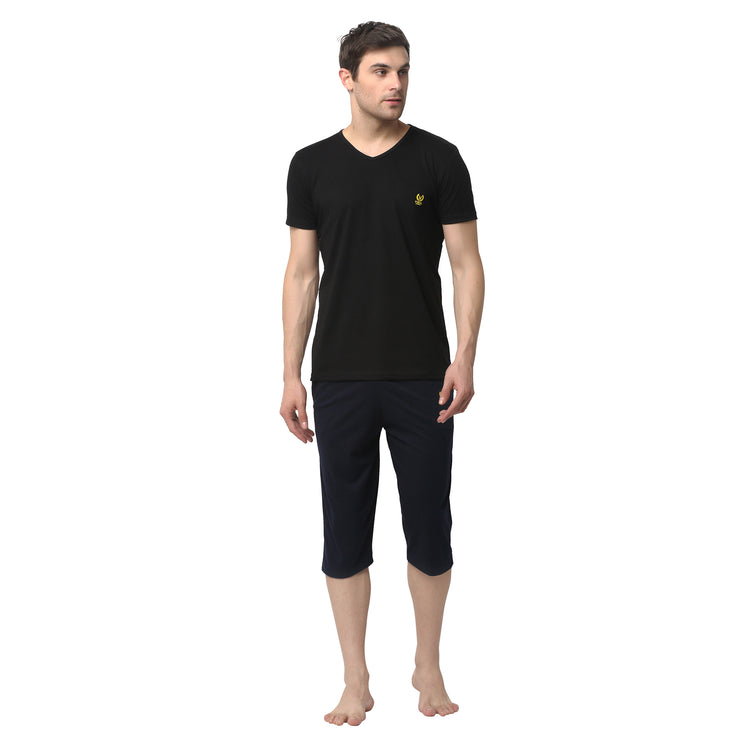 Mack Jonney Dark Blue Black Night Suit For Men's