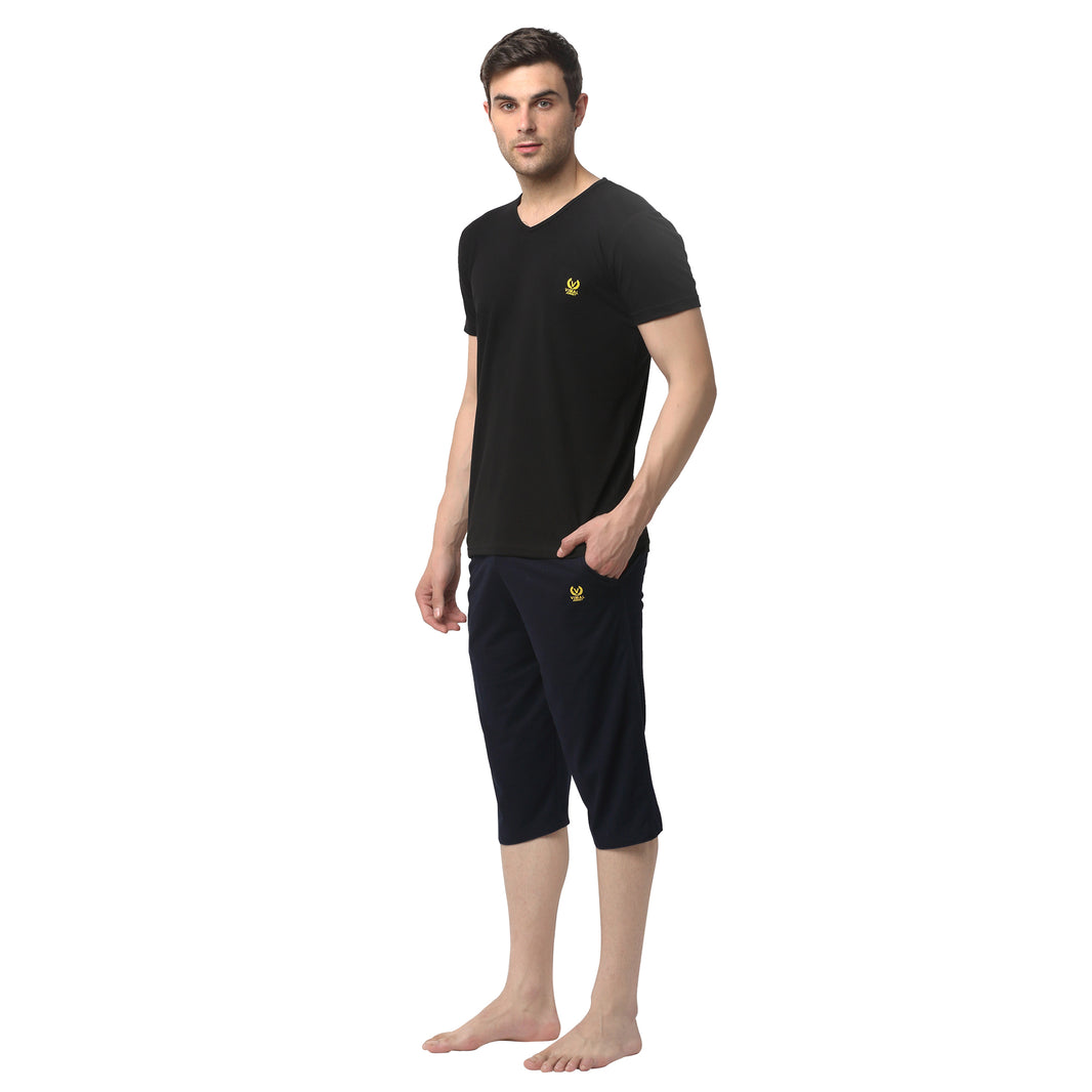 Mack Jonney Dark Blue Black Night Suit For Men's