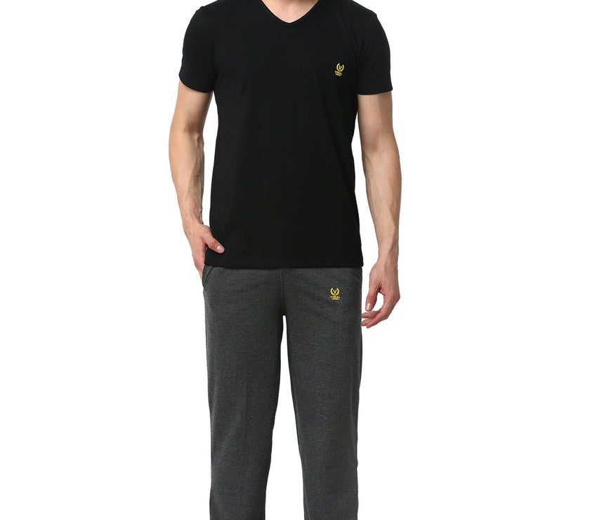 Mack Jonney Black Grey Night Suit For Men's
