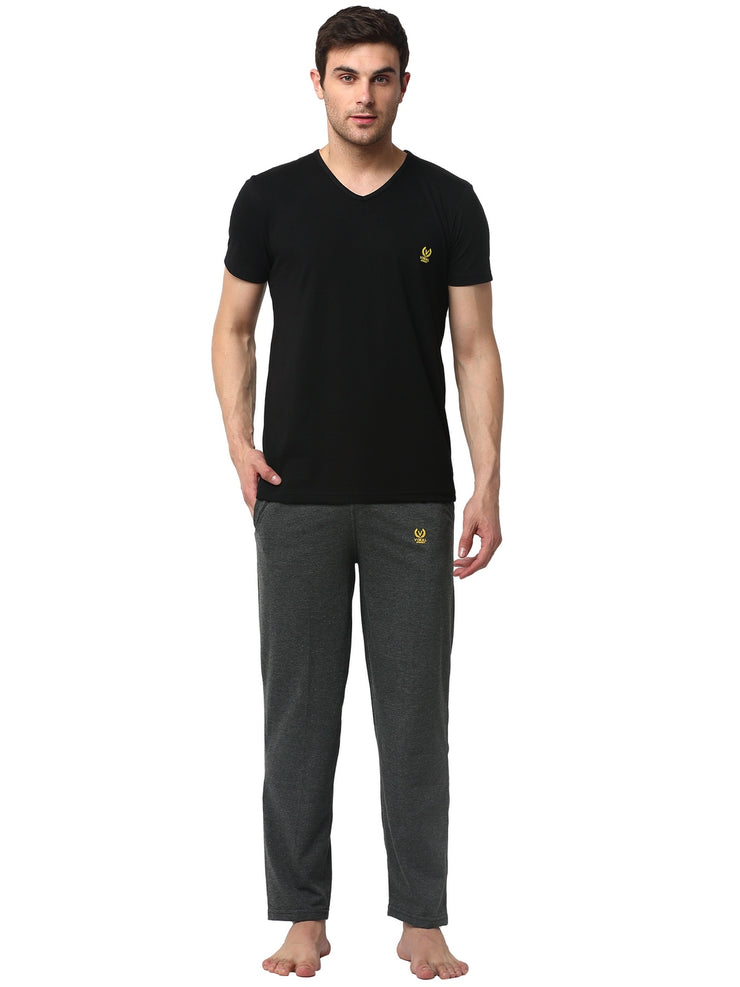 Mack Jonney Black Grey Night Suit For Men's