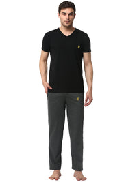 Mack Jonney Black Grey Night Suit For Men's