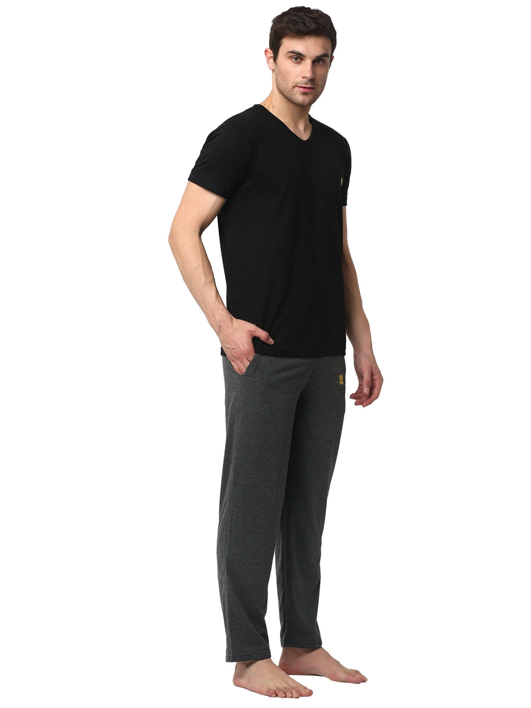 Mack Jonney Black Grey Night Suit For Men's
