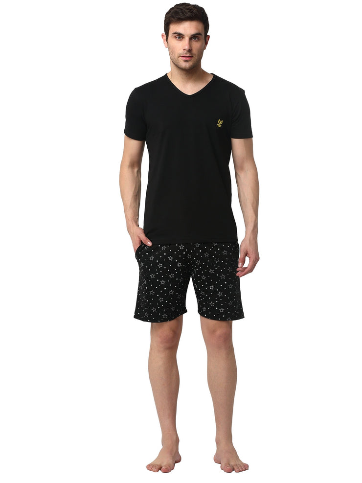 Mack Jonney Black Black Night Suit For Men's