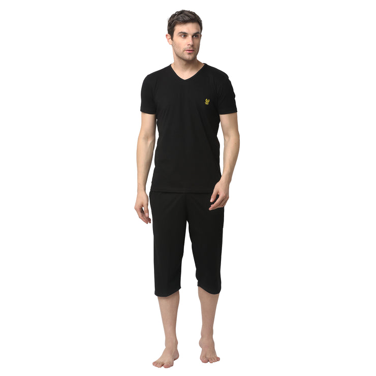 Mack Jonney Black Black Night Suit For Men's