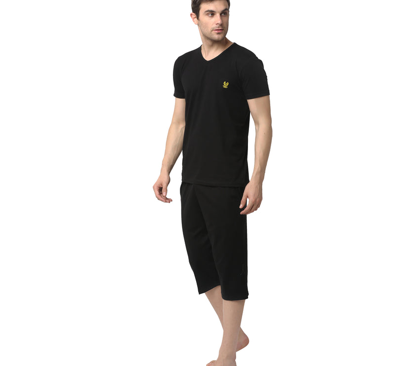 Mack Jonney Black Black Night Suit For Men's