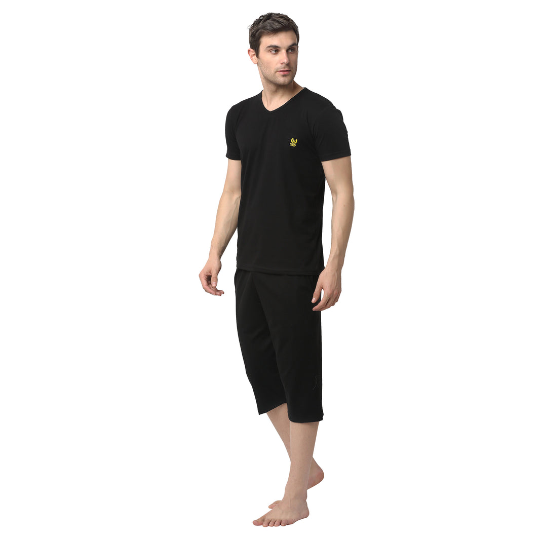 Mack Jonney Black Black Night Suit For Men's