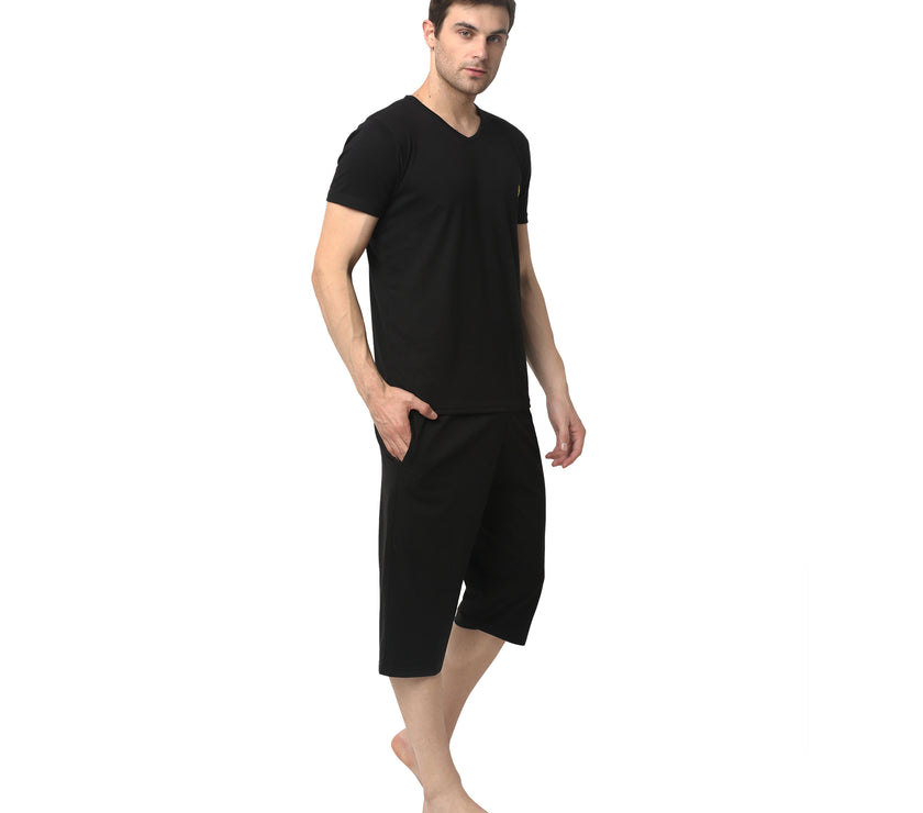 Mack Jonney Black Black Night Suit For Men's