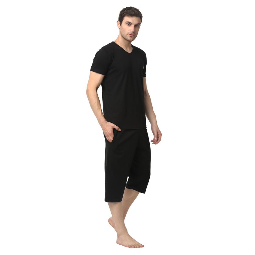 Mack Jonney Black Black Night Suit For Men's