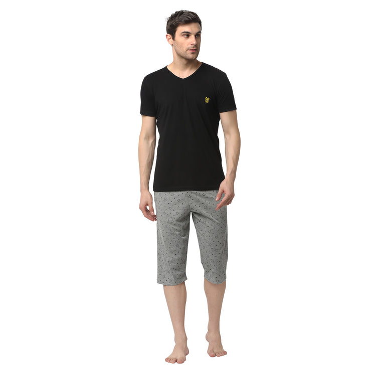 Mack Jonney Black Silver Night Suit For Men's