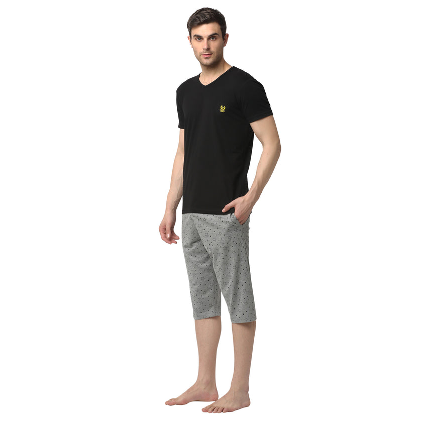 Mack Jonney Black Silver Night Suit For Men's