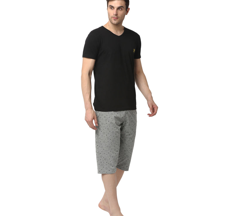 Mack Jonney Black Silver Night Suit For Men's
