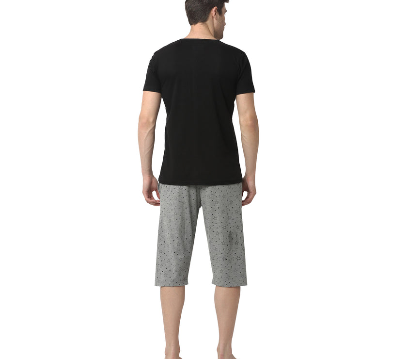 Mack Jonney Black Silver Night Suit For Men's