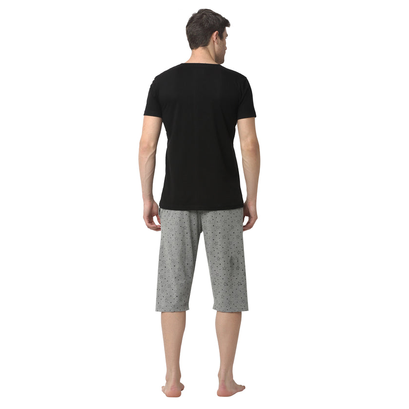 Mack Jonney Black Silver Night Suit For Men's