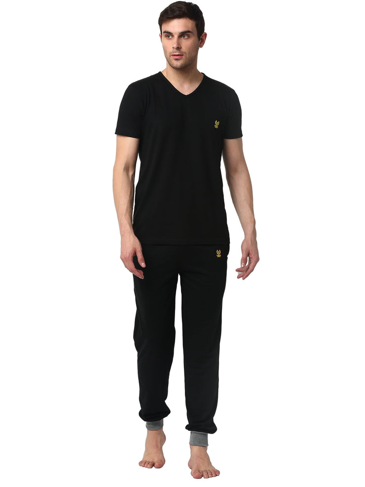 Mack Jonney Black Black Night Suit For Men's
