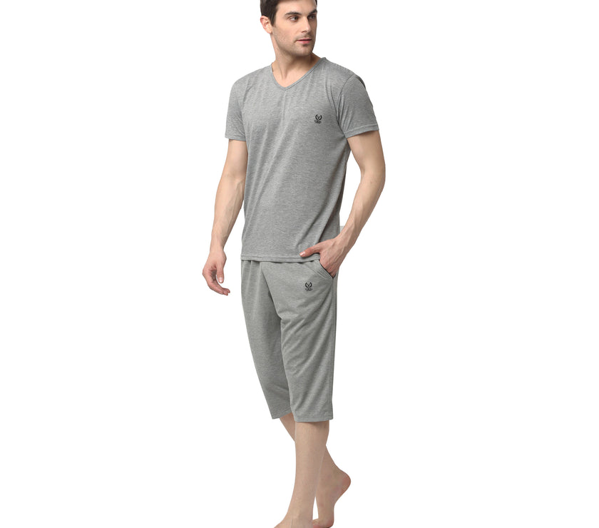 Mack Jonney Silver Silver Night Suit For Men's