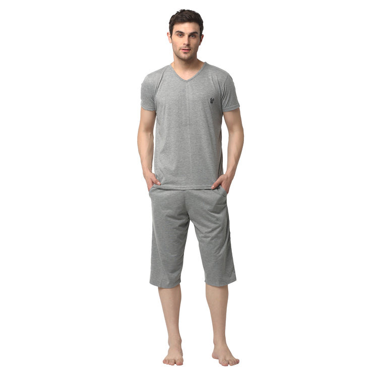 Mack Jonney Silver Silver Night Suit For Men's
