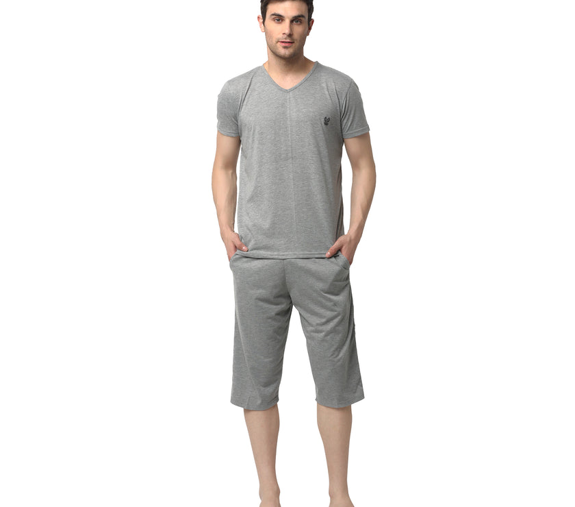 Mack Jonney Silver Silver Night Suit For Men's