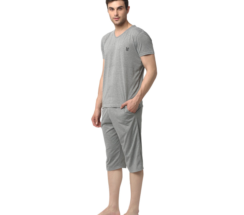 Mack Jonney Silver Silver Night Suit For Men's
