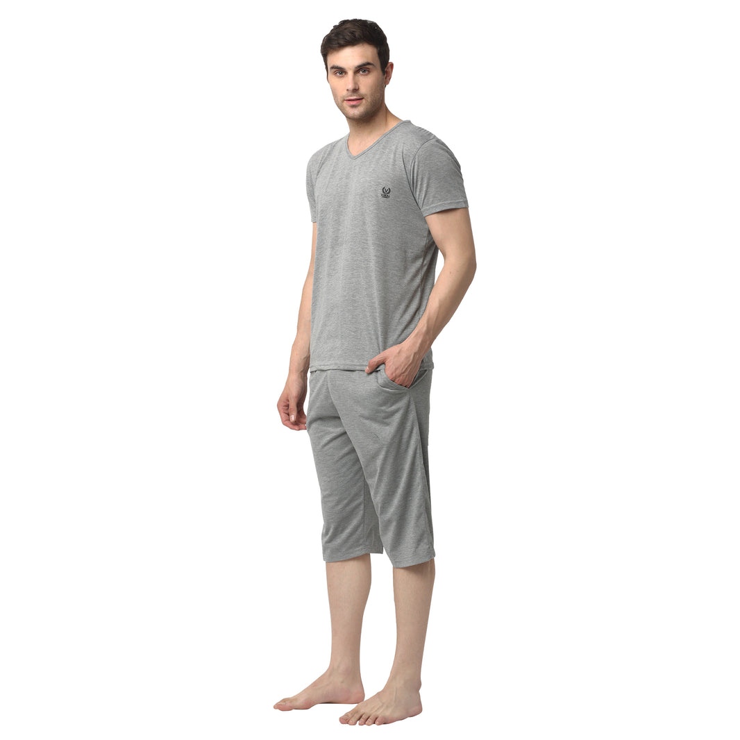 Mack Jonney Silver Silver Night Suit For Men's