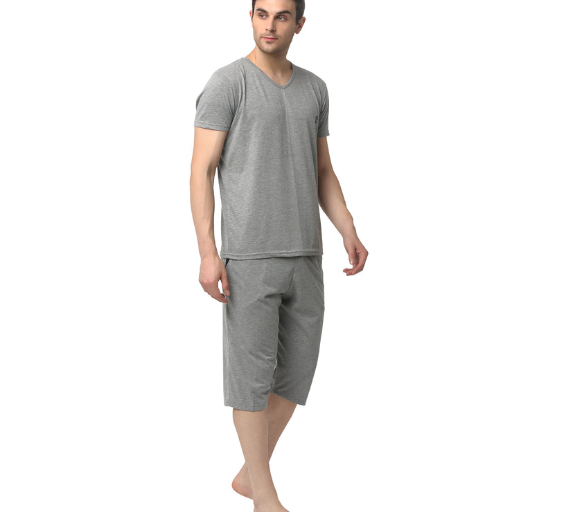 Mack Jonney Silver Silver Night Suit For Men's