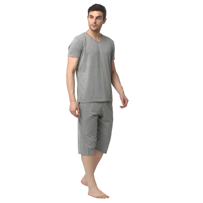 Mack Jonney Silver Silver Night Suit For Men's
