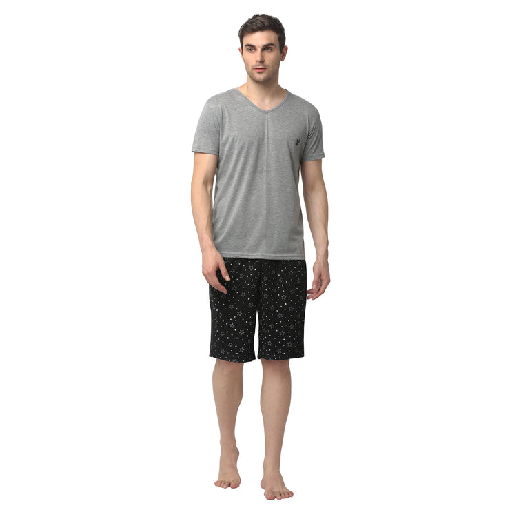 Mack Jonney Silver Black Night Suit For Men's