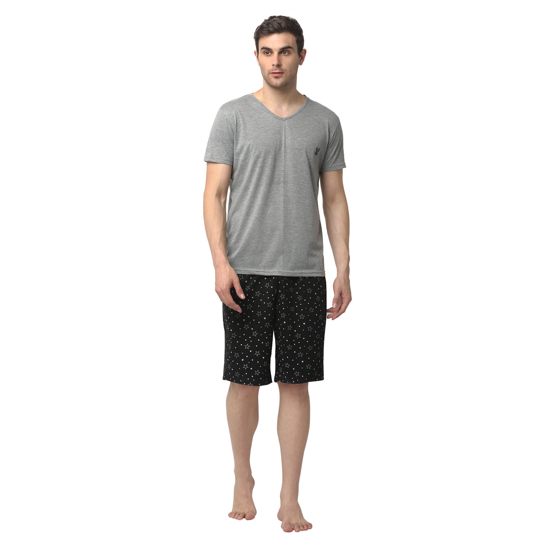 Mack Jonney Silver Black Night Suit For Men's