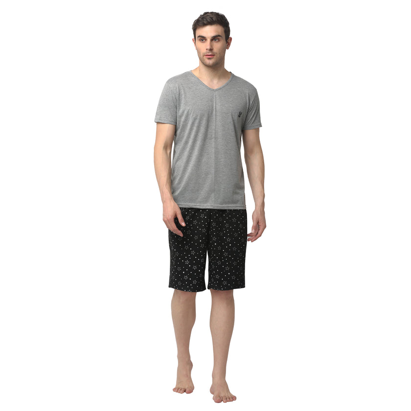 Mack Jonney Silver Black Night Suit For Men's