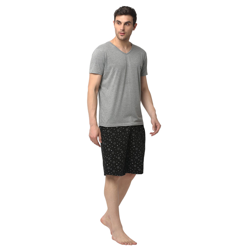 Mack Jonney Silver Black Night Suit For Men's