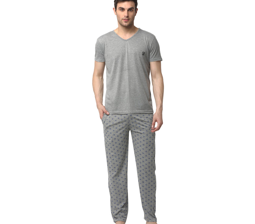 Mack Jonney Silver Silver Night Suit For Men's