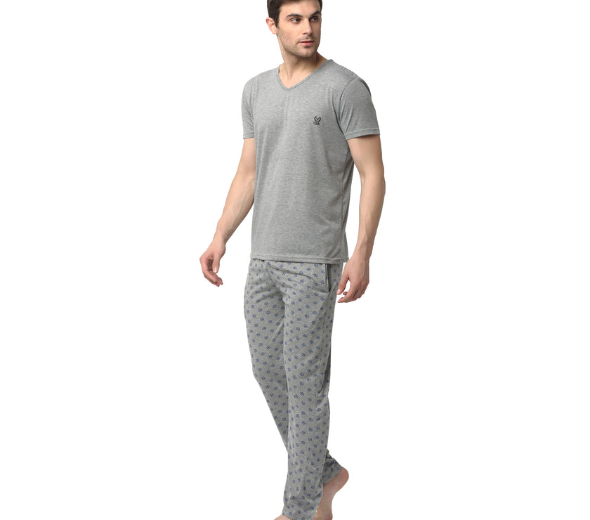 Mack Jonney Silver Silver Night Suit For Men's