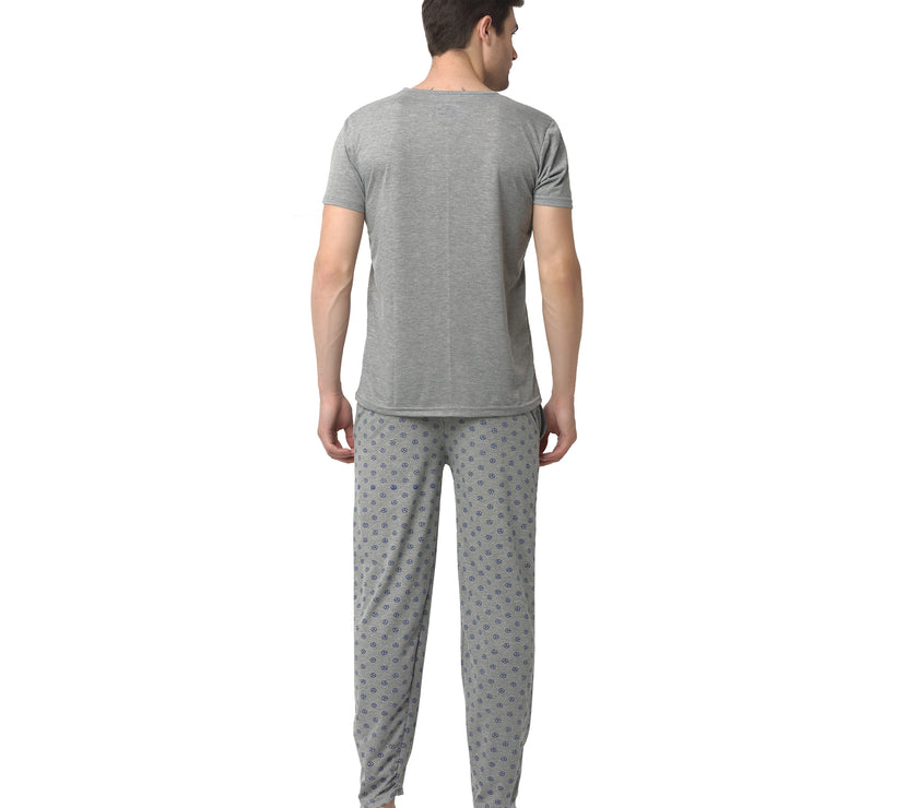 Mack Jonney Silver Silver Night Suit For Men's