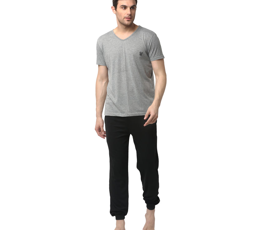 Mack Jonney Silver Black Night Suit For Men's