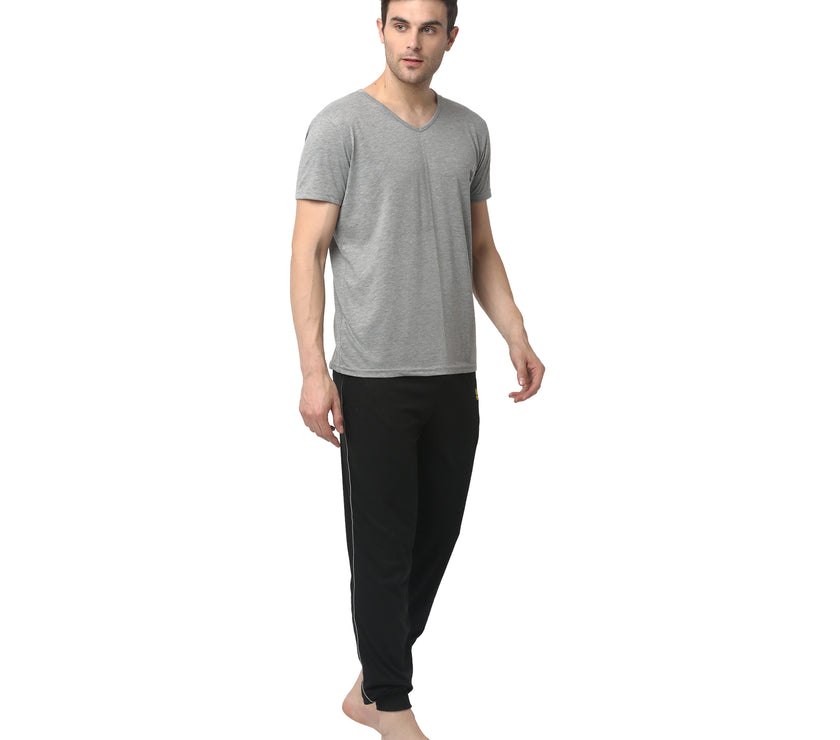 Mack Jonney Silver Black Night Suit For Men's